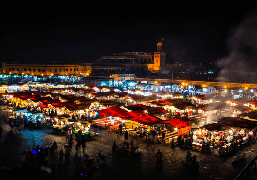Jamaa El Fenna square in Marrakech by night